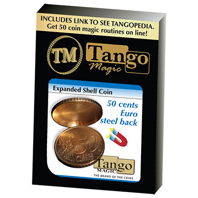 Expanded Shell Coin, 50 Cent Euro, Steel Back by Tango Magic