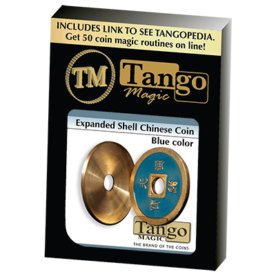 Expanded Shell Chinese Coin made in Brass, Blue by Tango Magic