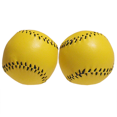 Chop Cup Balls Yellow Leather, Set of 2 by Leo Smetsers