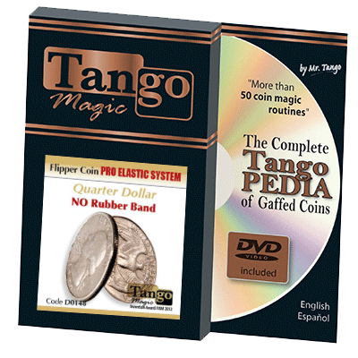 Flipper Coin Pro Elastic System, Quarter Dollar DVD w/Gimmick, D0148 by Tango Magic