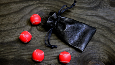 Set of 4 Leather Balls for Cups and Balls, Red by Leo Smetsers