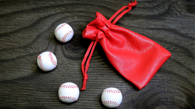 Set of 4 Leather Balls for Cups and Balls, White by Leo Smetsers