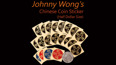 Johnny Wong's Chinese Coin Sticker 20 pcs, Half Dollar Size