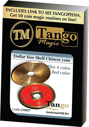 Dollar Size Shell Chinese Coin, Red by Tango Magic (CH027)