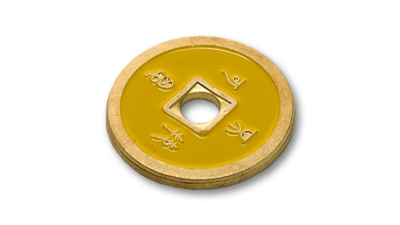 Dollar Size Chinese Coin, Black and Yellow by Tango (CH035) - Image 2
