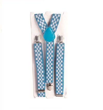 Blue And White Checked Suspenders