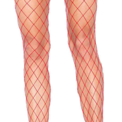 Diamond Fence Fishnet Hose Red