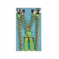 Neon Green Suspenders With Spikes