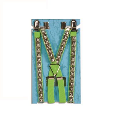 Neon Green Suspenders With Spikes