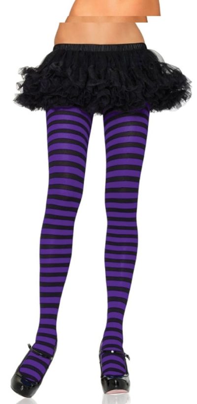 Purple And Black Stripped Tights