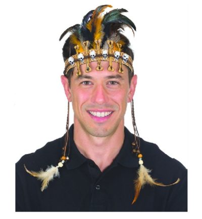 Witch Doctor Voodoo Head Piece With Bones