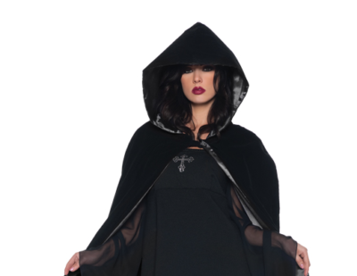 63” Deluxe Velvet & Satin Cape - Black