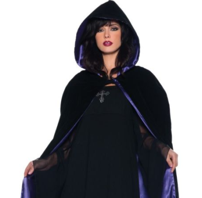 63” Deluxe Velvet & Satin Cape - Black & Purple