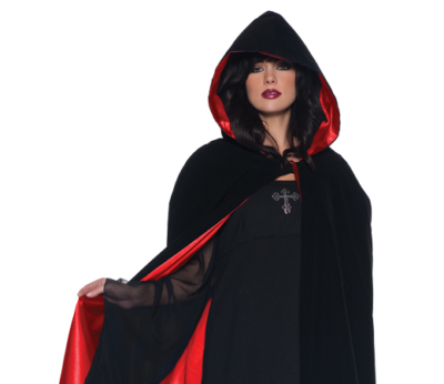 63” Deluxe Velvet & Satin Cape - Black & Red
