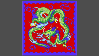 Rice Symphony Silk 36 inch, Red Dragon by Silk King Studios