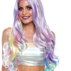 Long Pastel Rainbow Wig