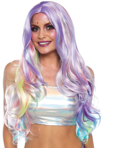 Long Pastel Rainbow Wig