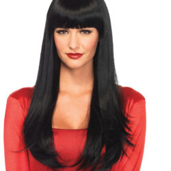 Long Straight Wig With Bangs Black