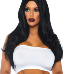 Long Wavy Wig With Center Part Black