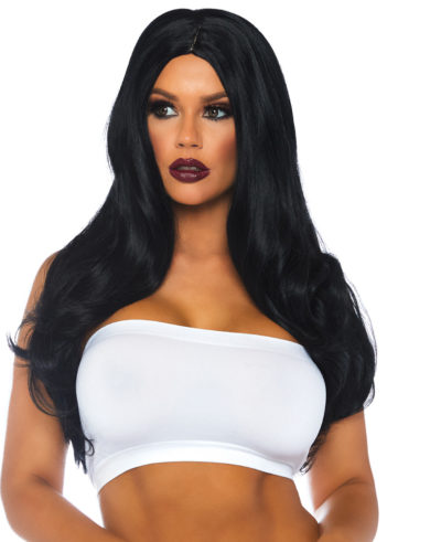 Long Wavy Wig With Center Part Black