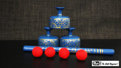 Indian Street Cups with Wand, Hand painted blue by Mr. Magic