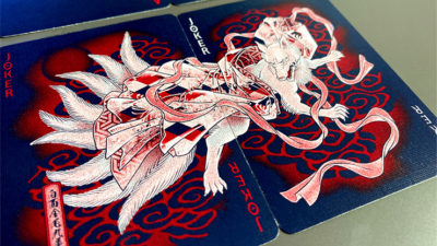 Sumi Kitsune Myth Maker, Blue/Red Craft Letterpressed Tuck Playing Cards by Card Experiment - Image 4