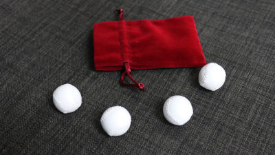 Set of 4 Leather Balls for Cups and Balls, White and White by Leo Smetsers