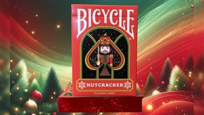 Bicycle Nutcracker, Red Gilded Playing Cards