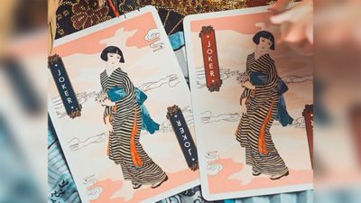 The Great Wave off Kanagawa V3, Autumn Maple / Peachy Pink Playing Cards - Image 2