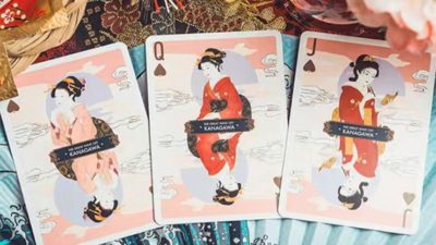 The Great Wave off Kanagawa V3, Autumn Maple / Peachy Pink Playing Cards - Image 4