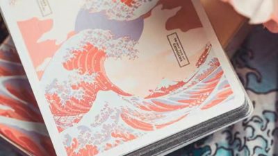 The Great Wave off Kanagawa V3, Autumn Maple / Peachy Pink Playing Cards - Image 5